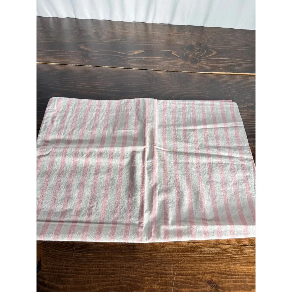 VTG Pepperell Pink White Striped Pillowcase Set 2 Fine Muslin 100%‎ Cotton USA